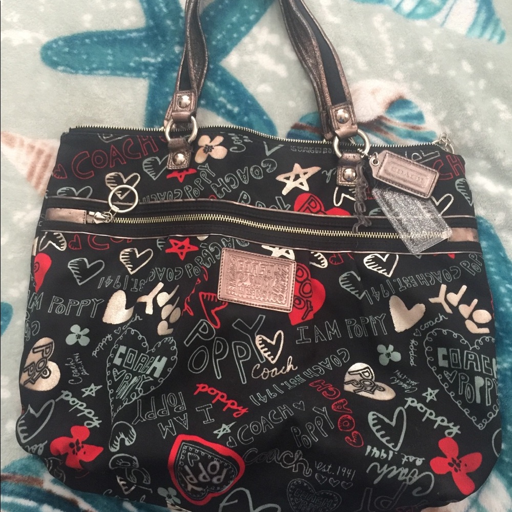 Coach poppy heart glam handbag
